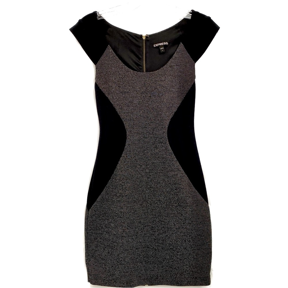 ❤️ Express Black Gray Bodycon Panel Dress